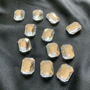 Rectangular Clear Crystal Embellishments 12 for 16